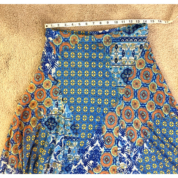 Chicos Midi Skirt Womens Size 0 US Large Blue Patchwork Print Bohemian - Picture 5 of 7